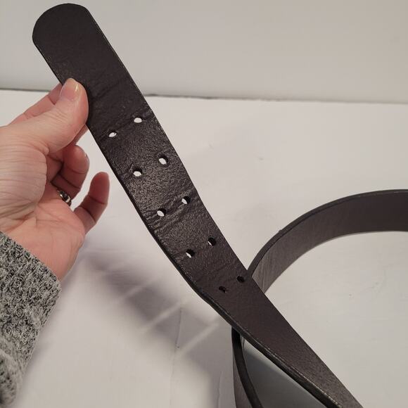 Relic Leather WMS Belt Brown Silver-tone Double Buckle 31" - 35" long Adjustable - Picture 3 of 8